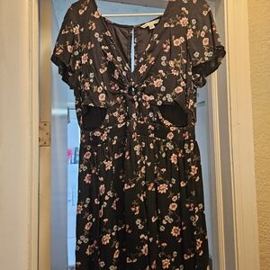 American Eagle Outfitters Black Floral Backless Dress